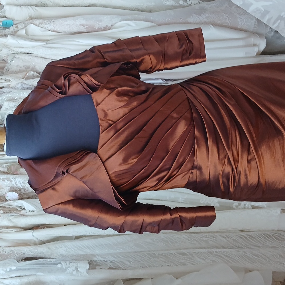 Tea Length Dress With Ruffle Jacket - Picture 2 of 6